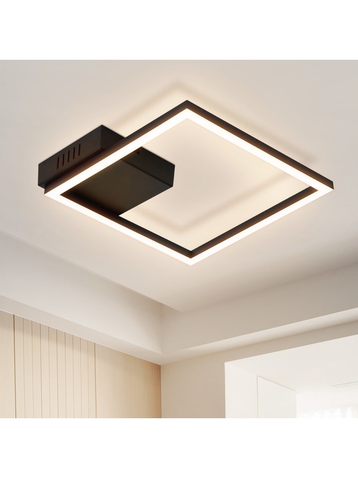 Deckenleuchte LED in Schwarz 12W 3000K Modern Quadratisch L 26cm