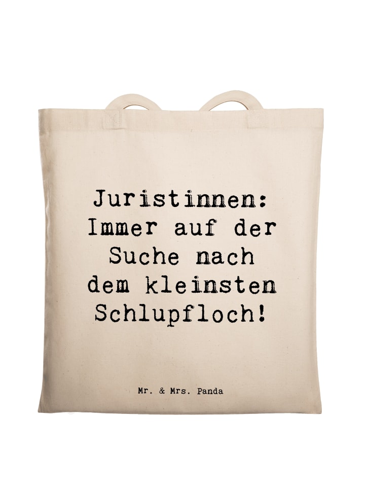 Tasche Spruch Juristin Schlupfloch mit Spruch in Creme