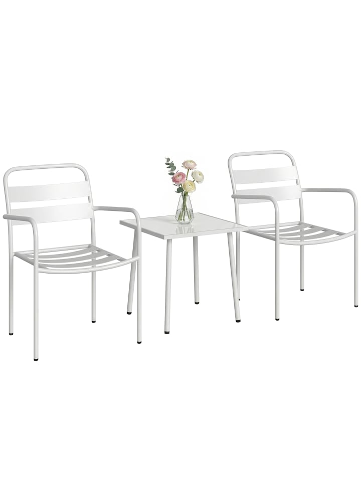 Bistro Set in Weiß 55L x 58B x 82H cm