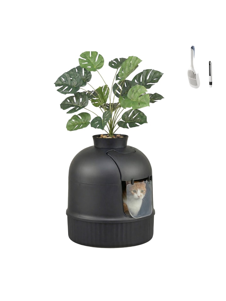 Katzentoilette Boxal in Schwarz - (B)49 x (H)115 x (T)49 cm