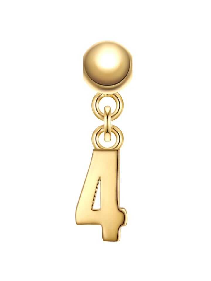 Charm Ziffer 4 aus Sterling Silber in gelbgold