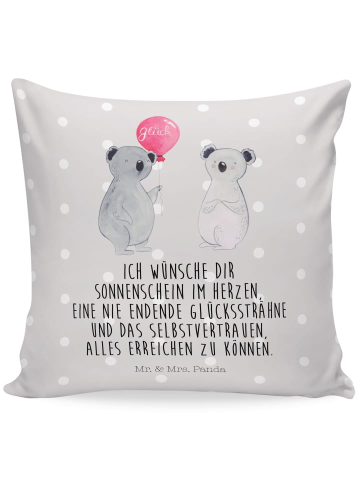 Dekokissen Koala Luftballon mit Spruch in Grau Pastell