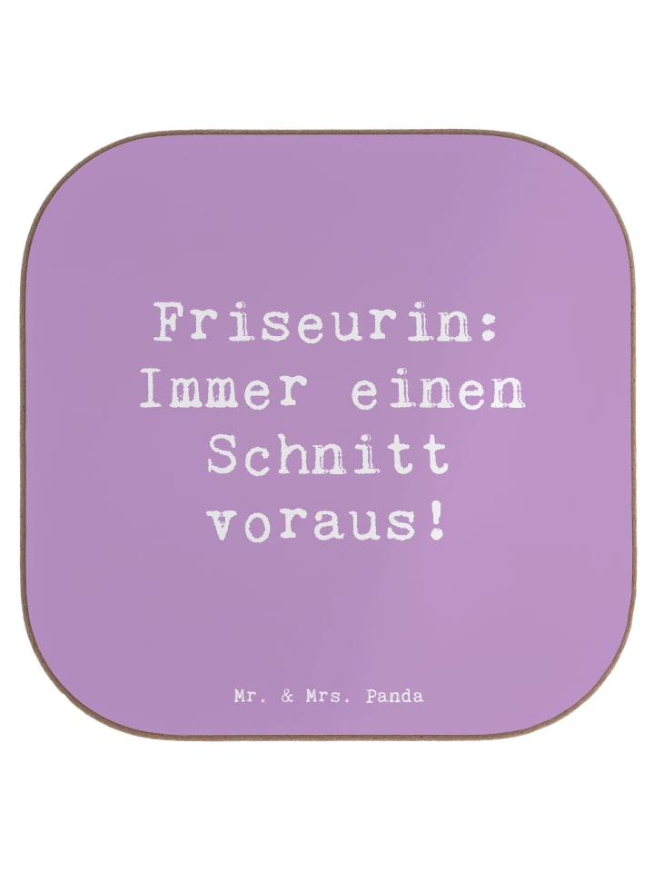 Glasuntersetzer Spruch Friseurin Kunst mit Spruch in Lavendeltraum