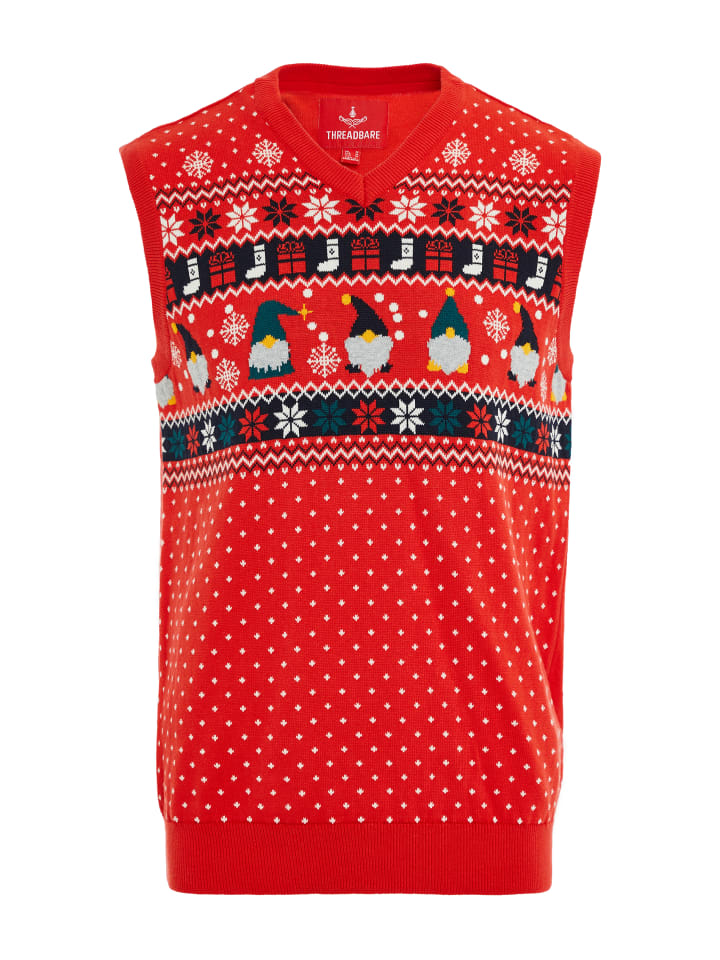 Pullunder THB Xmas Knitted Vest Montana in Red