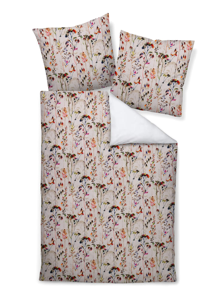 Modern Art Mako Satin Bettwäsche - bunte Gräser, beige in bunt