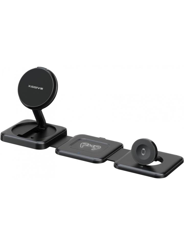 3in1 Magnetische Induktions-Wireless-Ladestation in Schwarz
