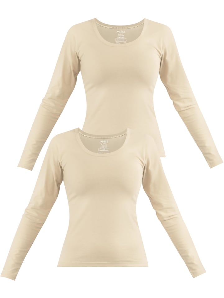 2 x Damen Langarmshirt Nimes in Beige