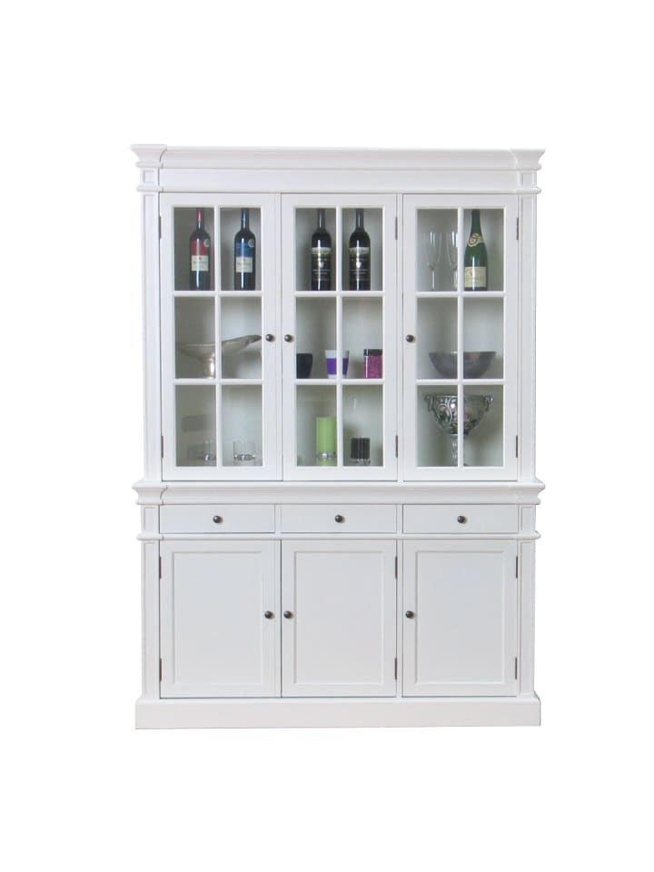Vitrinenschrank Amaretta Weiß 142 x 45 cm