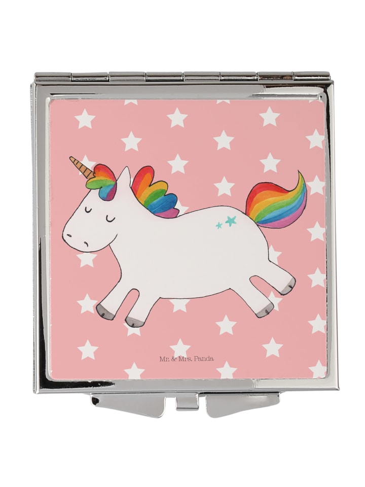 Schminkspiegel Einhorn Happy ohne Spruch in Rot Pastell