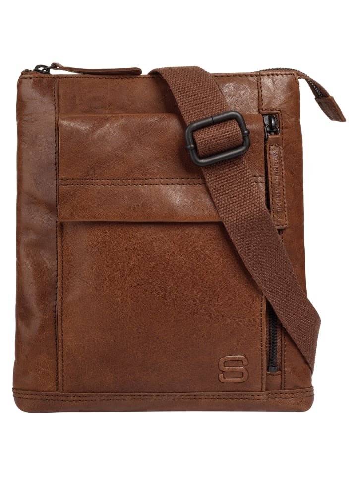 Umhängetasche echt Leder in cognac