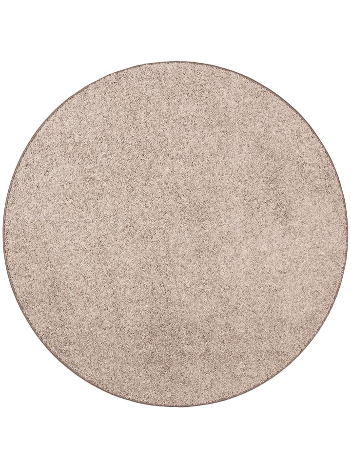 Hochflor Velours Teppich Mona Rund in Taupe