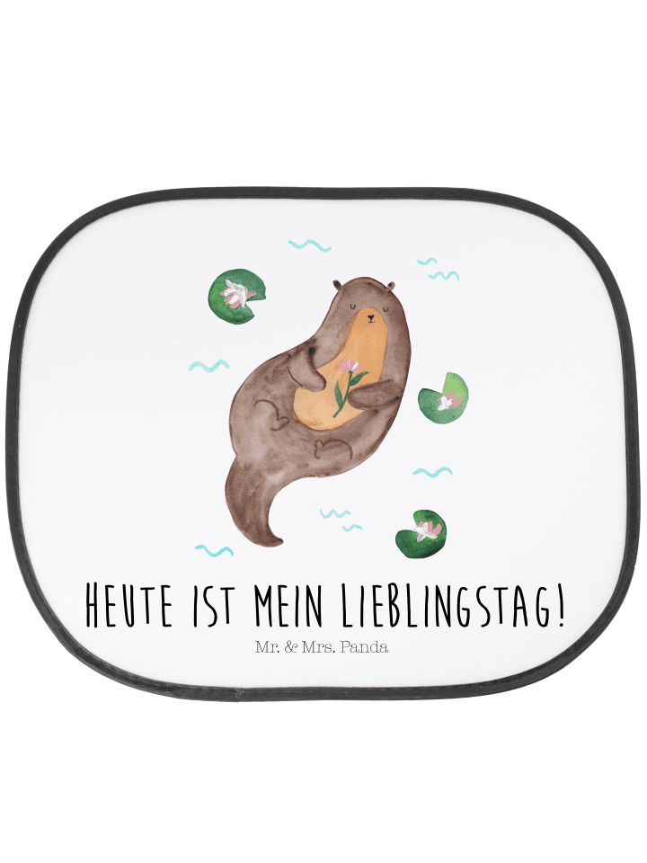 Autoscheiben Sonnenschutz Otter Seerose mit Spruch in Weiß