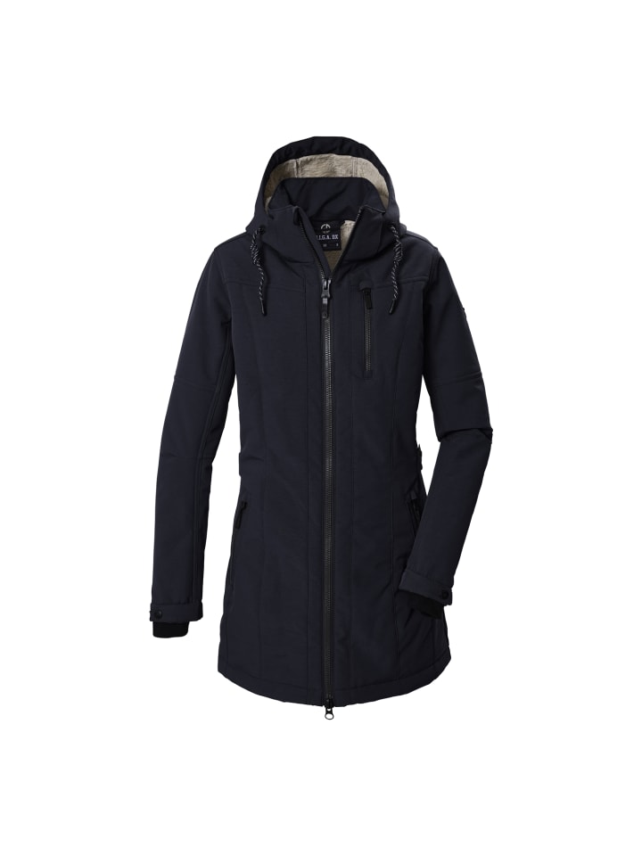 Softshellparka mit abzippbarer Kapuze in Blau3044