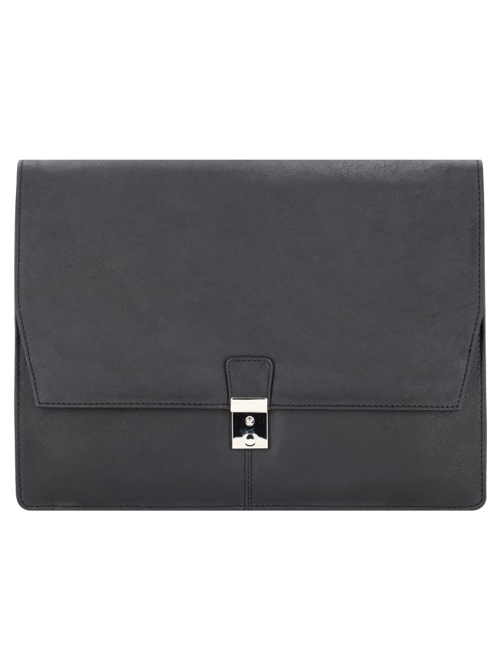 Tissano Aktenmappe Leder 34 cm schwarz
