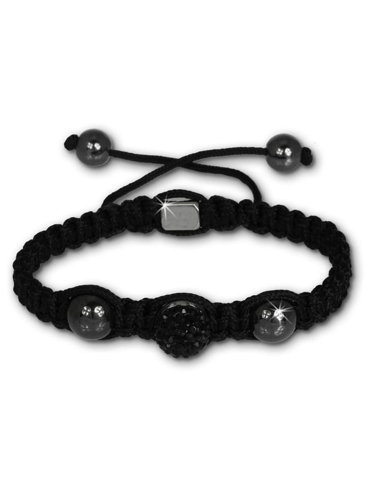 Armband Nylon, Hämatit, Edelstahl - Makramee Shamballa