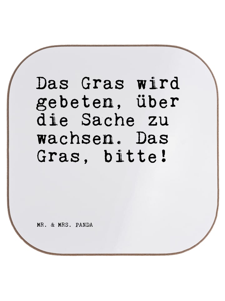 Untersetzer Glas Das Gras wird gebeten,... mit ... in Weiß