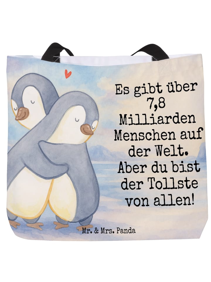 Tasche Pinguine Kuscheln Design mit Spruch in Weiß