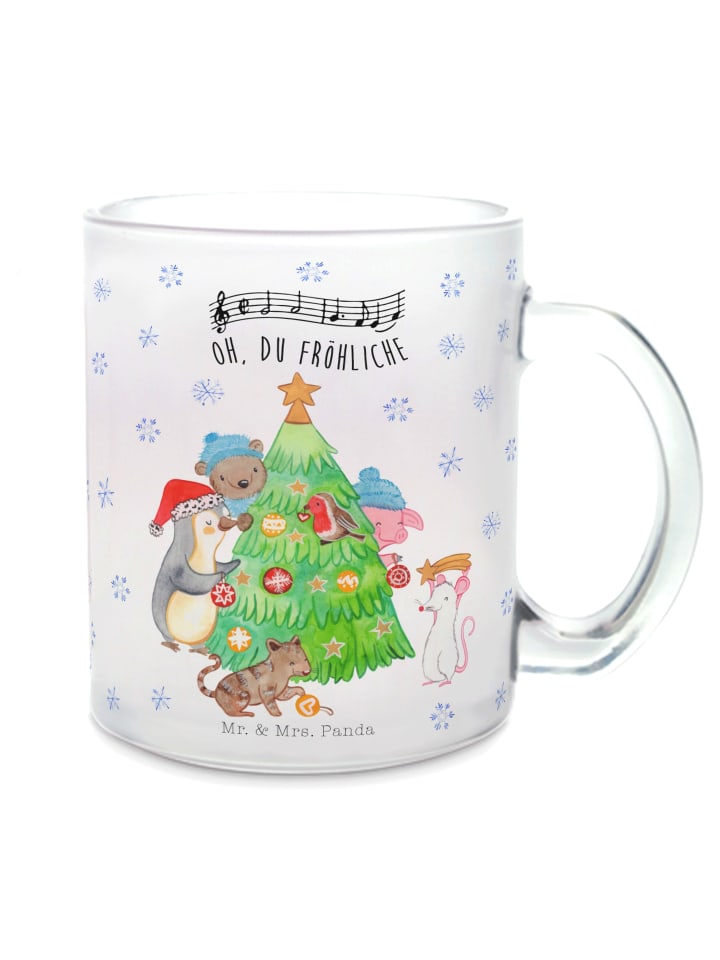 Kaffeetasse Weihnachtsbaum schmücken mit Spruch in Transparent