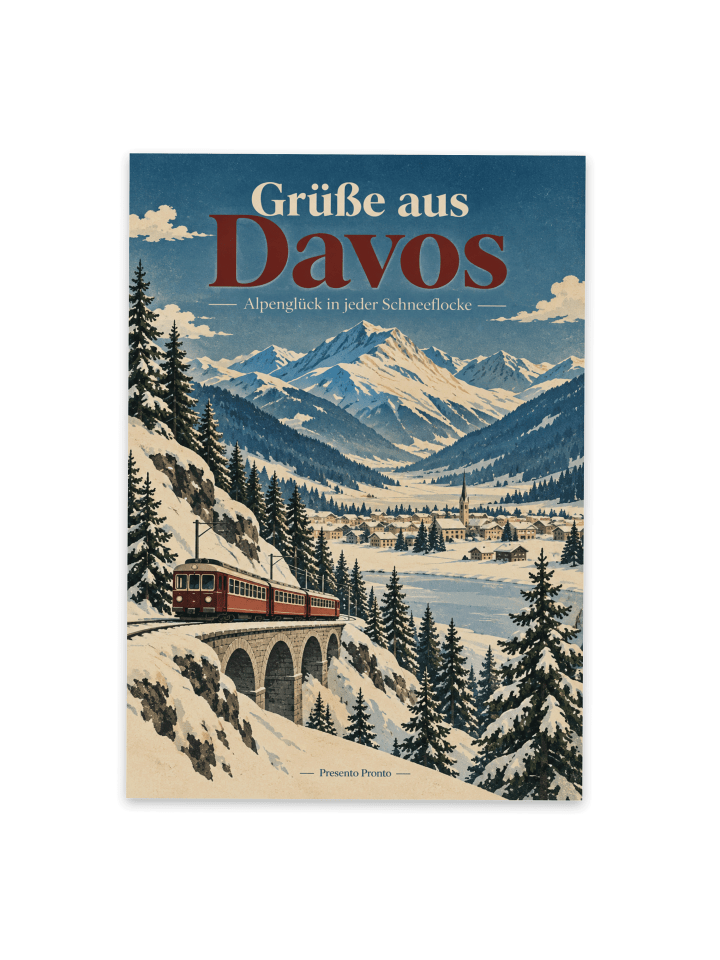 Postkarte Landschaft klassisch Design mit Spruch in Weiß