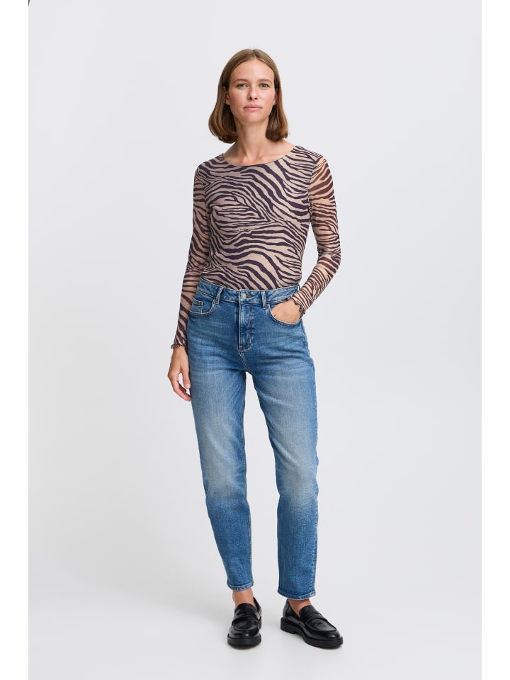 BYULLABELLA BLOUSE - JERSEY Slim fit in Brown Animal Mix