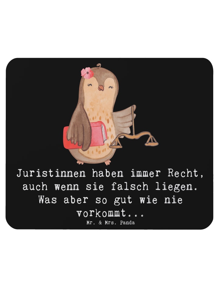 Mouse-Pad Juristin Recht mit Spruch in Schwarz