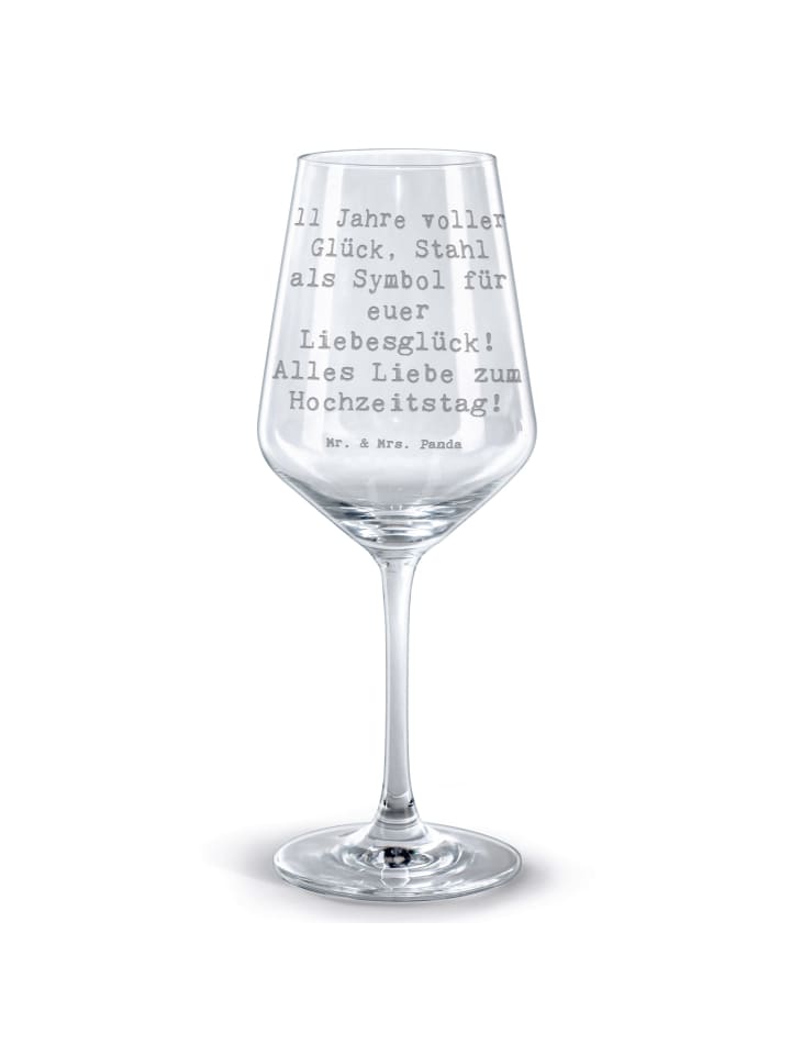 Rotweinglas Spruch 11. Hochzeitstag Stahlhochze... in Transparent