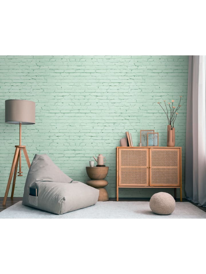 Tapete Brick Breeze in Mintgrün