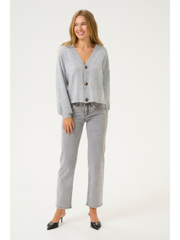 Strickjacke CRHoliday Straight fit in Light Grey Melange