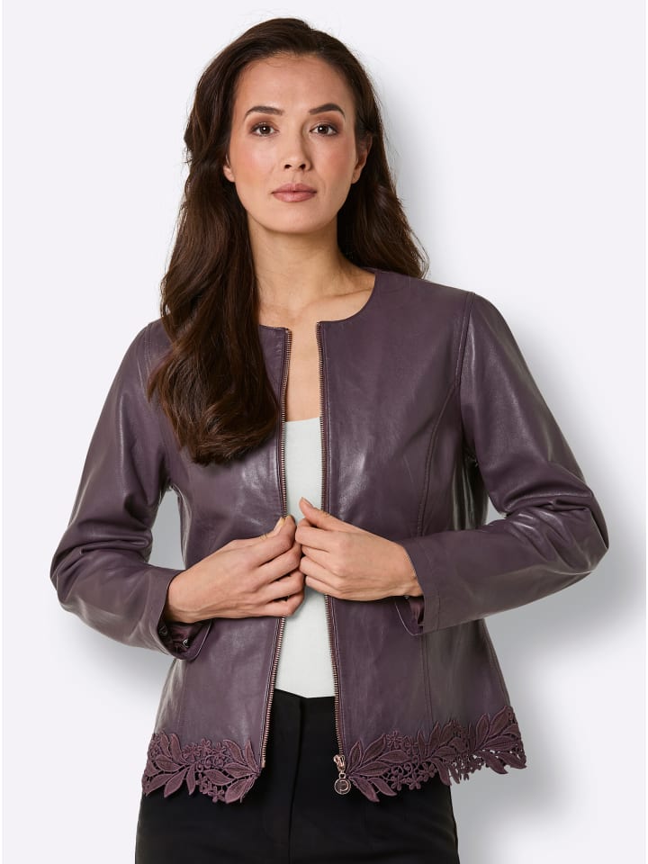 Lammnappa-Lederblazer in burgund