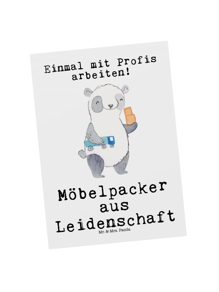 Postkarte Möbelpacker Leidenschaft mit Spruch in Weiß