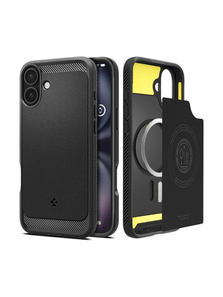Spigen Rugged Armor magnetisch Hülle iPhone 16 Schwarz in Schwarz