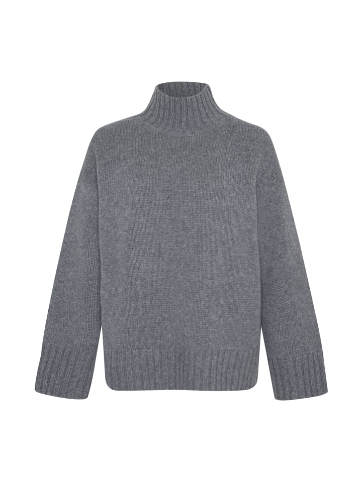 Rollkragenpullover OVERSIZED BOXY Kaschmir-Woll-Gemisch in Dark Grey Melange
