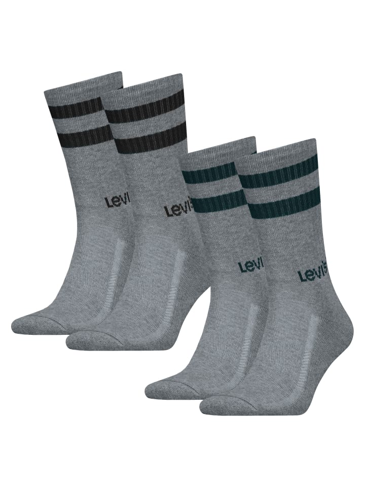 2 Paar Uni Regular Cut Sport Stripe Socken in Grau