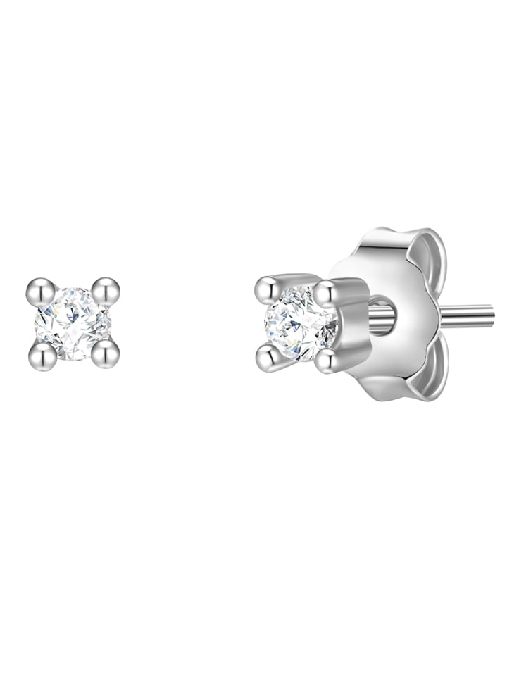 Ohrstecker aus Messing mit Zirkonia in silber