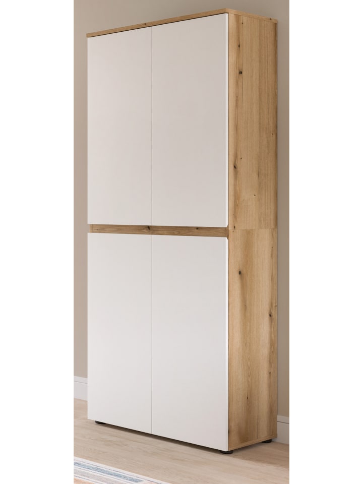 Mehrzweckschrank weiß, Evoke Eiche 70 x 175 cm, Stauraumschrank 4-türig