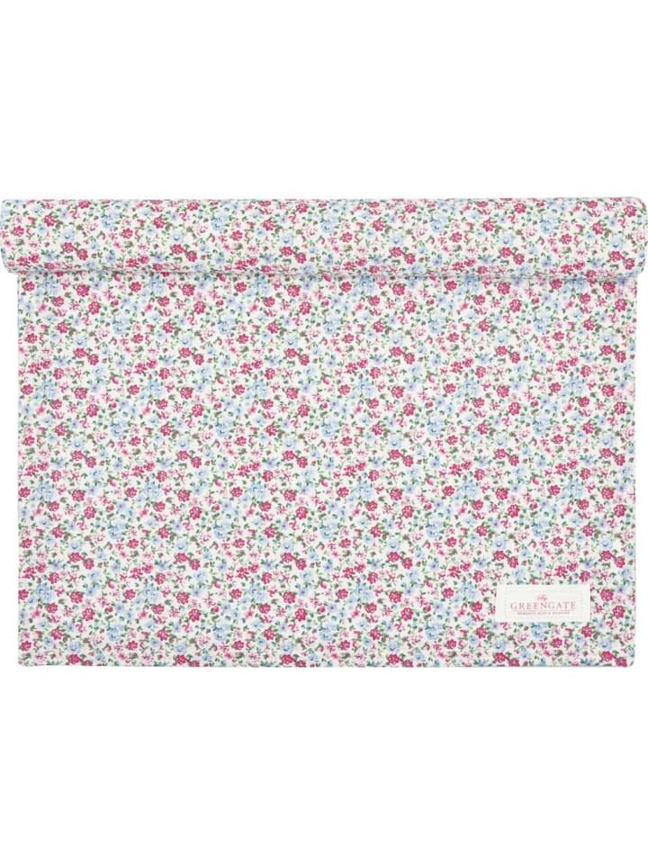 Tischläufer LOUISA Weiß mit Blumen Muster