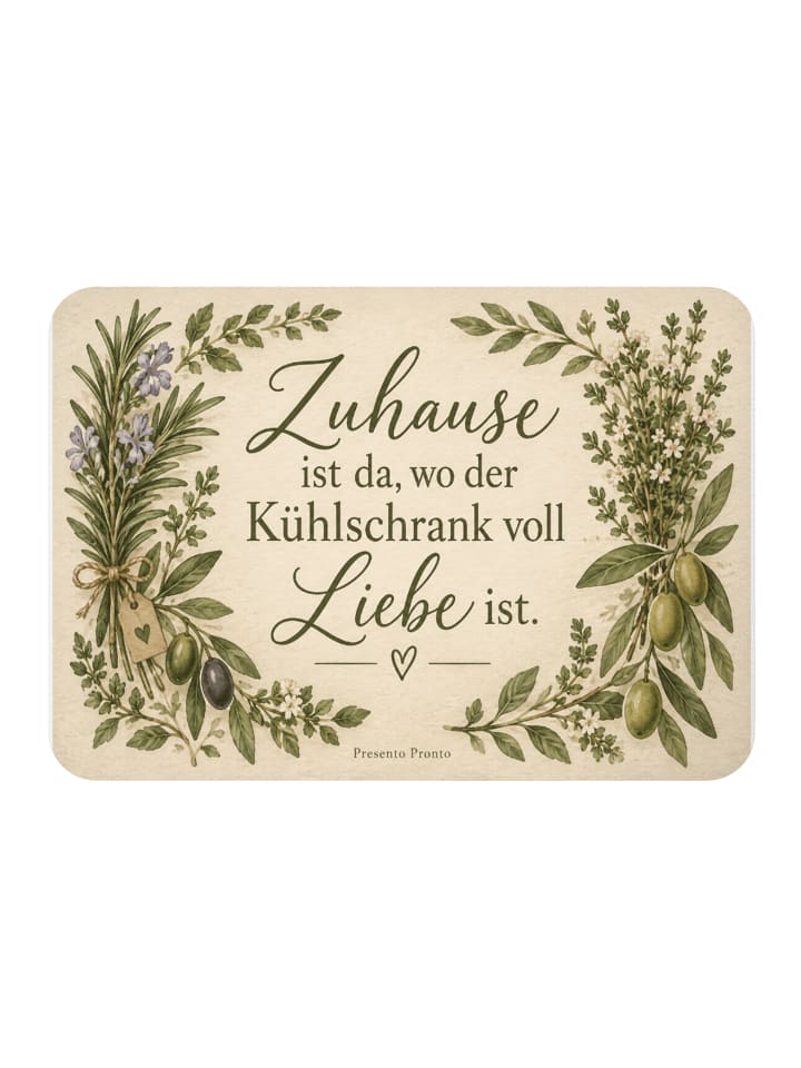 Magnet Küchenkräuter botanisch Design mit Spruch in Weiß