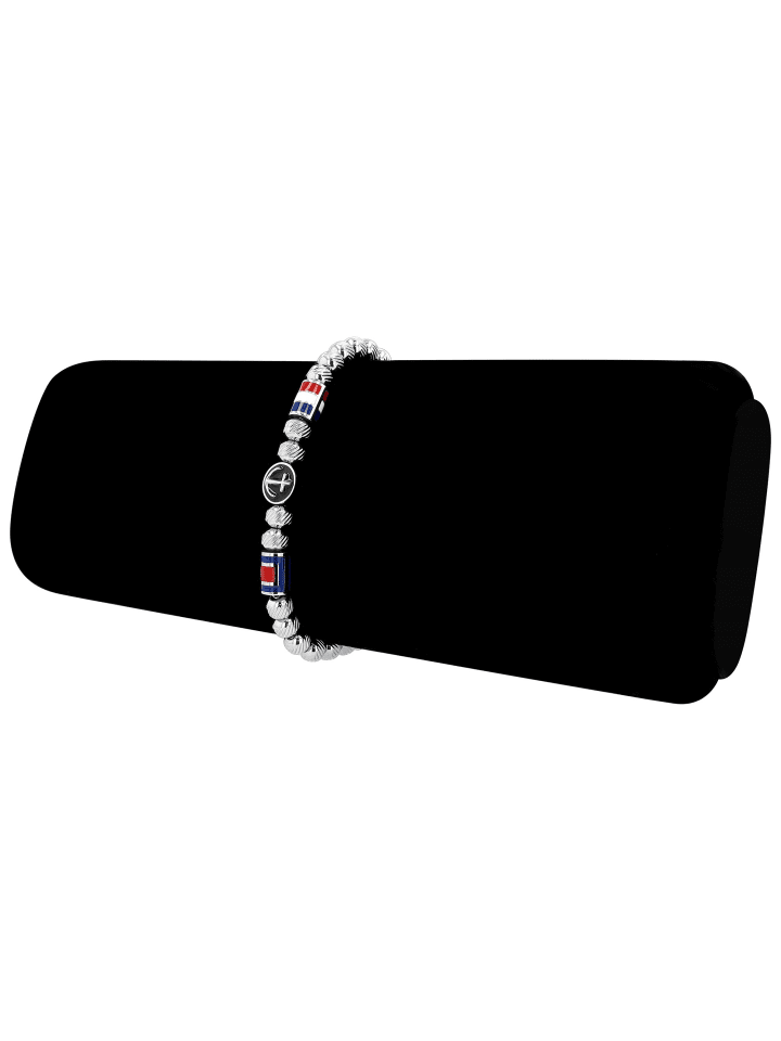 Unisex Armband – Kugelarmband aus Edelstahl 18,5 cm in weiß