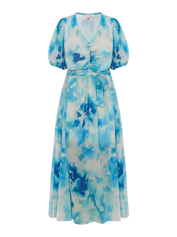 Damen Kleid in Blau Mehrfarbig