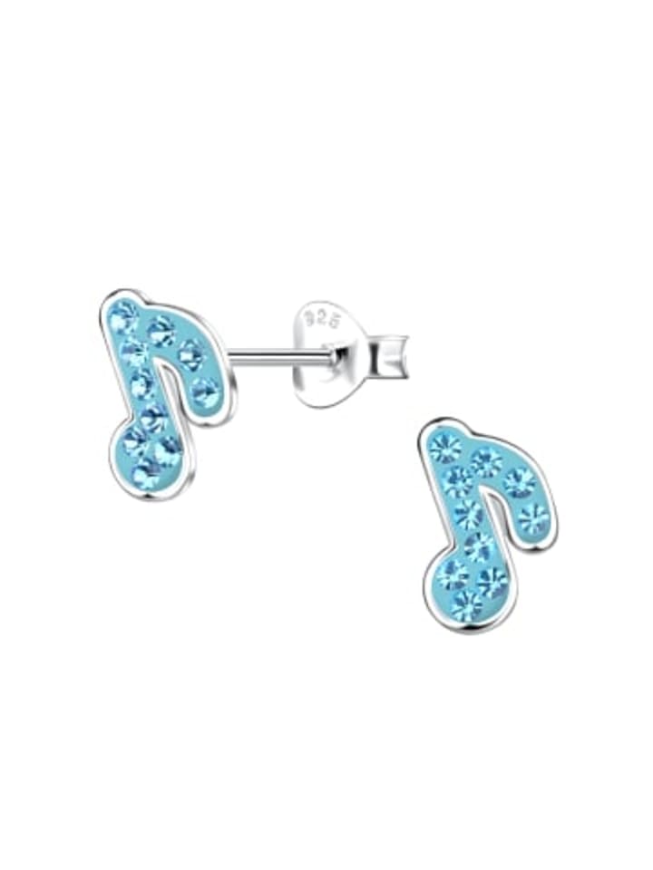 Ohrstecker NOTE mit Kristall aqua in 925 Sterling Silber, 2-tlg.