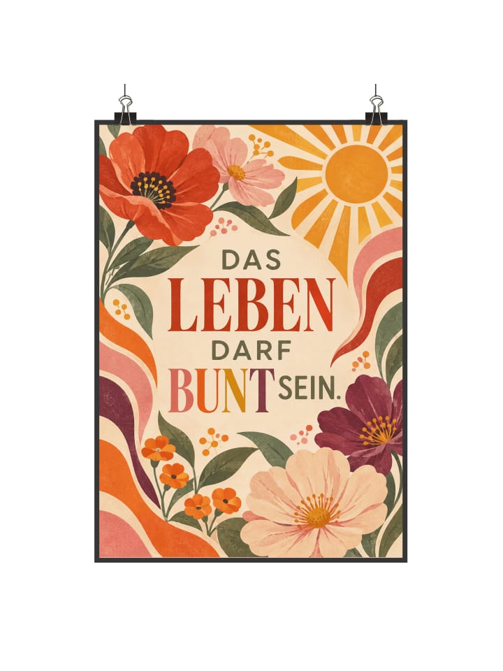 Poster Blume elegant Design mit Spruch in Weiß