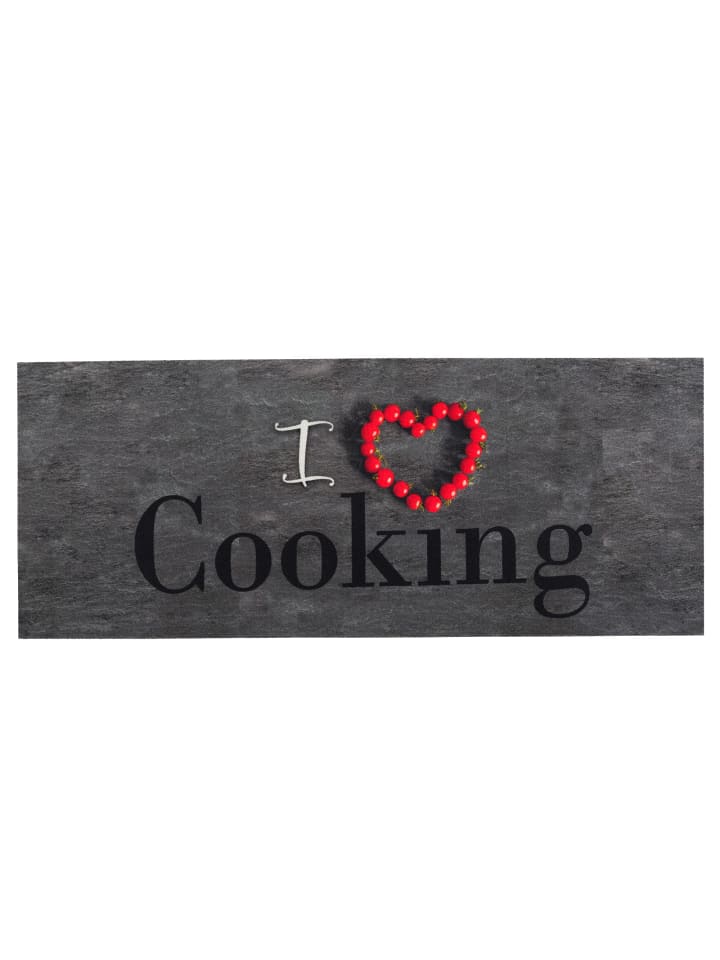 Küchenläufer Trendy I Love Cooking in grau