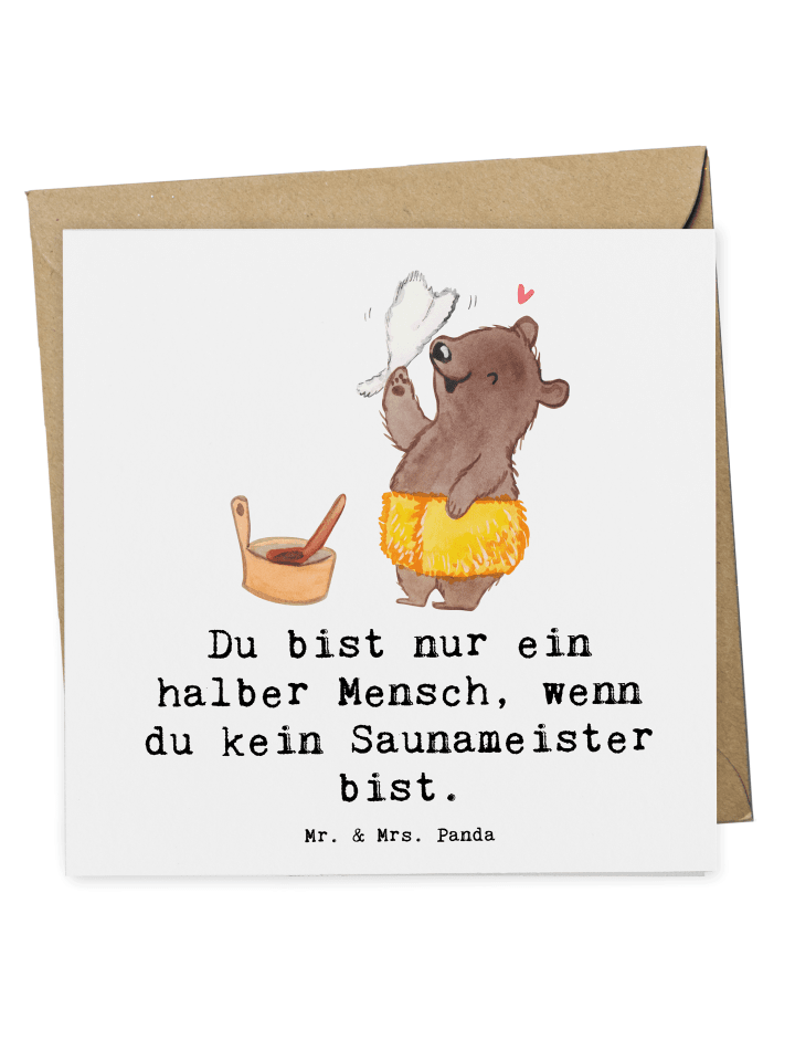 Grußkarte Saunameister Herz mit Spruch in Weiß