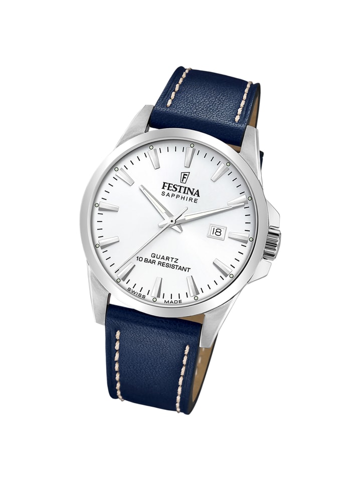 Analog-Armbanduhr Festina Swiss Made blau groß (ca. 41mm)