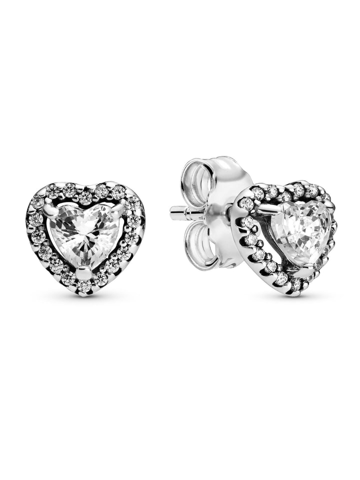 Damen-Ohrstecker Elevated Hearts Silber