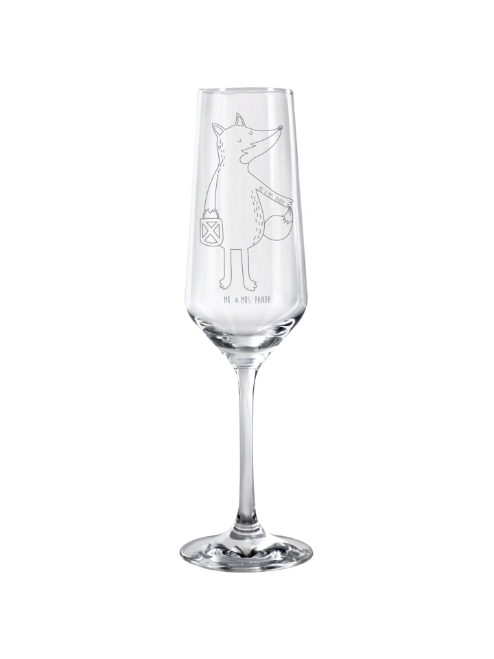 Champagnerglas Fuchs Laterne ohne Spruch in Transparent