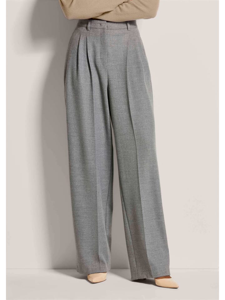 Weite Bundfaltenhose mit Formbund in graphit / melange