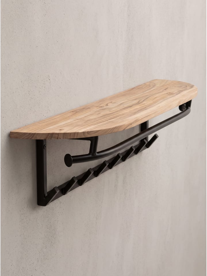 Wandgarderobe oval, Massivholz, handgefertigt, Industrial