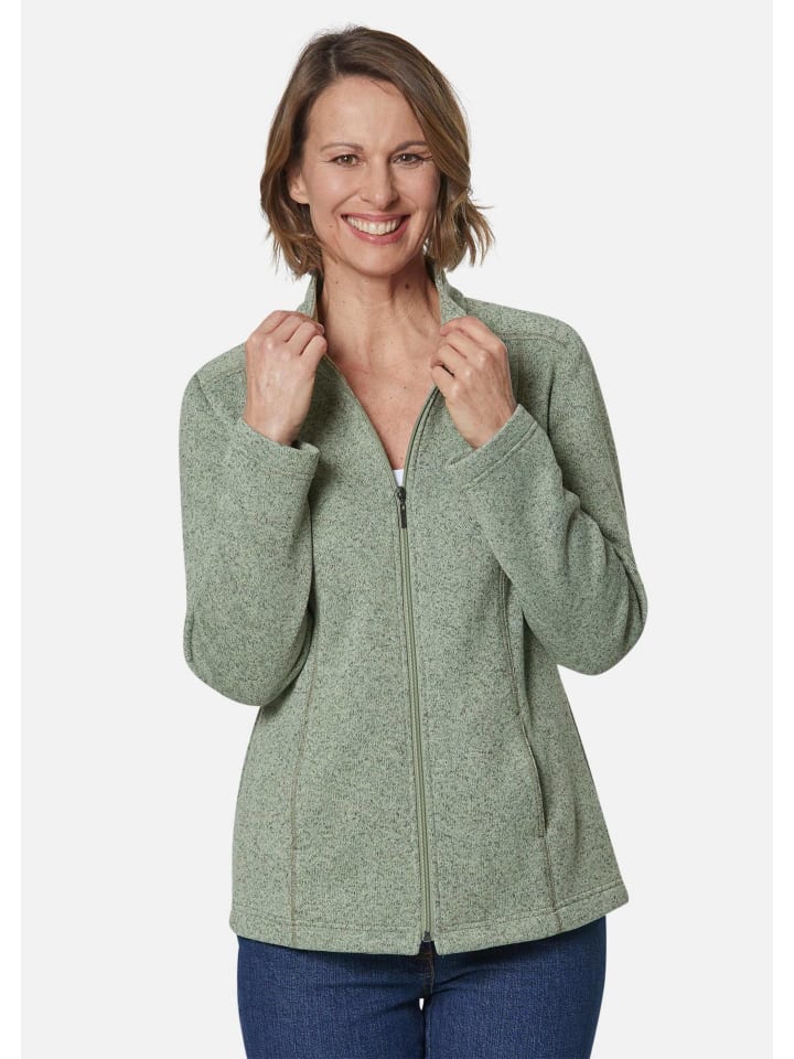 Kuschelweiche Strickfleece-Jacke in baummoos / melange