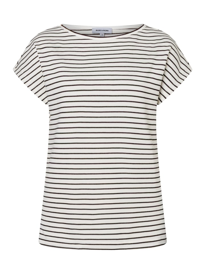 dezent glänzendes Streifen-Kurzarmshirt in lurex stripes